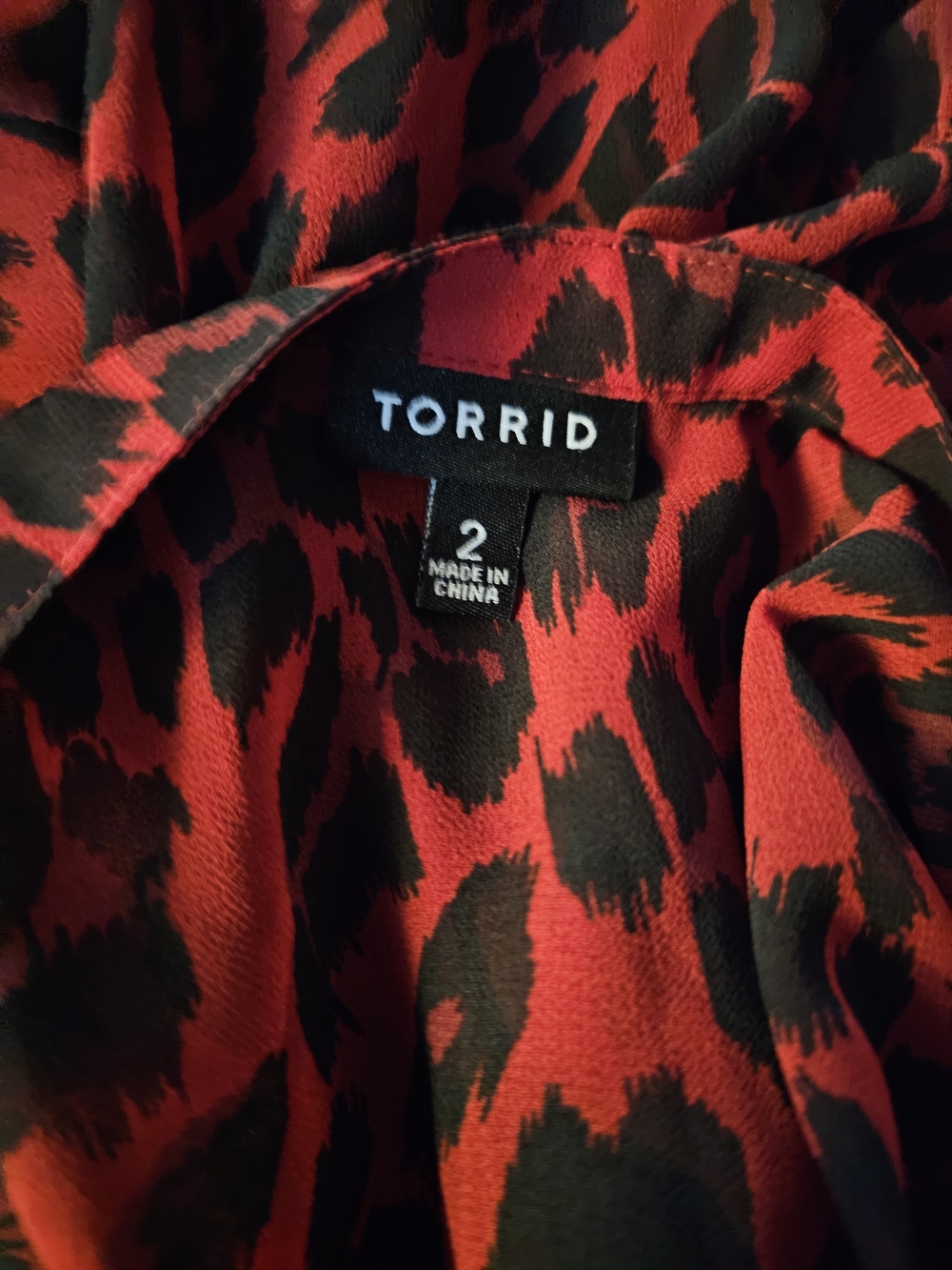 Torrid Red and Black Animal Print Top